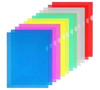 GESDYO Lot de 24 pochettes transparentes A4 en plastique - 6 couleurs assorties - Pochettes en plastique transparent - Pour le travail, les projets, les écoles, les manuscrits