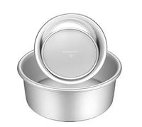 Gesentur Ensemble de Moules à Gâteau Ronds Revêtement Anti-adhésif avec Base Amovible Moules (1, Argent（2 pièces /5‘’+7‘’)