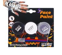 Gesichts Körperfarbe - 7,6 Zoll Halloween Schmink Set | Wasserlösliche Farbe Creme - 3 Farben Mit Pinseln Für Clown Vampir Hexe Skelett Makeup Halloween Party Karneval