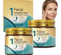 Gesichtscreme Tag & Nacht mit Retinol, Kollagen und Vitamin E, feuchtigkeitsspendende Anti Aging Gesichtscreme für trockene Haut, leichte Tages- und Nachtpflege für glatte, strahlende Haut (2pcs)