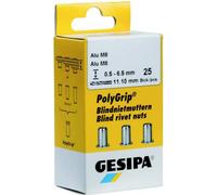 Gesipa 1464837 Ecrou à sertir en aveugle (Ø x L) 11 mm x 20 mm M8 acier inoxydable acier inoxydable 25 pc(s)