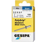 Gesipa 3,2 x 8 mm, mini pack PolyGrip Aluminium/acier, 1 pièce, (1433846), gris