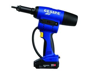 Gesipa FireBird 1679676 Pro Gold Edition CAS avec 2 batteries Li-ion 18 V - 2,0 Ah, force de pose 20 000 N, écrous à rivets aveugles jusqu'à M12 en aluminium et acier inoxydable M10