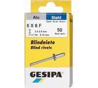 GESIPA Rivets aveugles Mini-Pack 50 pièces (alu/acier, ø de tige 5 mm, force de cisaillement 2000 N, force de traction 2800 N, tête ronde plate) 1433536
