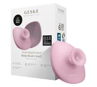 GESKE Body Brush | 4 in 1 | Brosse nettoyante pour tout le corps | Nettoyage en profondeur professionnel | Poils en silicone souples | Poignée ergonomique à deux doigts | Nettoie et masse