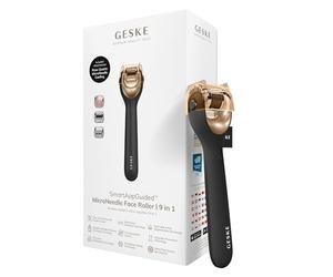 GESKE MicroNeedle Face Roller | 9 in 1| Rouleau de beauté visage | SmartAppGuided™ | avec quartz rose | Microneedling | Appareil de Microneedling professionnel | Rouleau à aiguilles