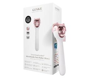 GESKE | SmartAppGuided™ MicroNeedle Face Roller | 9 in 1 | avec quartz rose | Microneedling | Appareil de Microneedling professionnel | Rouleau à aiguilles | Rouleau de beauté visage | Micro-aiguilles