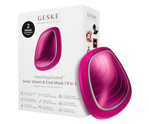 GESKE | SmartAppGuided™ Sonic Warm & Cool Mask | 9 in 1 | Masque facial Beauty LED | LED à spectre complet + thérapie lumière rouge | Chaleur | Fraîcheur | Absorption accrue des soins | Masseur facial
