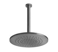 Gessi 316 douche de tête anticalcaire D355 mm, avec articulation et bras de plafond, longueur personnalisable, 727, 54150707, Couleur: Métal noir brossé PVD