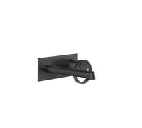 Gessi Anello, set prêt à poser pour mitigeur monocommande de lavabo encastré, avec plaque rectangulaire, longueur du bec réglable à 160-130 mm, bec toujours à gauche, 63388299, Couleur: Noir XL