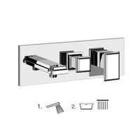Gessi Eleganza, kit prêt-à-monter, pour mitigeur monocommande BRAUSE avec inverseur 2 voies et coude de raccordement mural, avec support, complété par un flexible de douche et une douchette, 46138087,