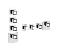 Gessi Eleganza, kit prêt-à-monter, pour thermostat haute performance avec 3 vannes à ouverture séparée pour boîte dencastrement, sortie unique, 46226149, Couleur: Optique Finox