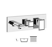 Gessi Eleganza, kit prêt-à-monter, pour TUB mitigeur monocommande, avec inverseur 2 voies et coude mural, avec support, complété par un flexible de douche et une douchette, 46140706, Couleur: Métal no