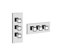 Gessi Eleganza, set prêt à monter pour thermostat haute performance, avec 2 vannes à ouverture séparée pour boîte dencastrement, sortie unique, 46204149, Couleur: Optique Finox