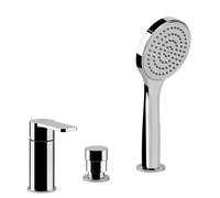 Gessi Emporio Corso Venezia, mitigeur de baignoire trois trous, bec de baignoire séparé, pour bec de baignoire libre, inverseur automatique, flexible de douche 1,50 m, douchette anticalcaire, 47137031