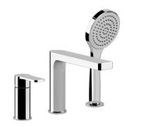 Gessi Emporio Corso Venezia, mitigeur trois trous pour baignoire, inverseur intégré dans le bec, flexible de douche 1,50 m, douchette anticalcaire, 47134031