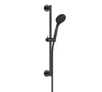 Gessi Emporio ensemble barre de douche 600 mm, rosace ronde, avec douchette anticalcaire à 1 jet et flexible de douche 1,50 m, 47304299, Couleur: Noir XL
