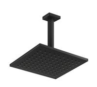 Gessi Emporio Karree de douche de tête anticalcaire avec joint et bras de plafond, 1/2 raccord A 3 bar de pression environ 15 l/min, 47290299, Couleur: Noir XL