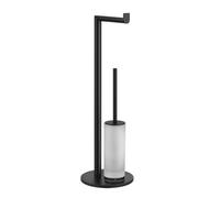 Gessi Emporio Support avec porte-rouleau de papier et ensemble de brosses à toilettes en verre satiné, 38935299, Couleur: Noir XL