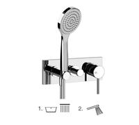 Gessi Emporio Via Tortona kit prêt à poser pour mitigeur monocommande de baignoire, inverseur 2 voies, raccordement mural direct coude avec support, 031, 44829031, Couleur: chrome