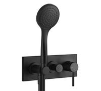 Gessi Emporio Via Tortona kit prêt à poser pour mitigeur monocommande de douche, inverseur 2 voies, coude de raccordement mural direct avec support, 031, 44828299, Couleur: Noir XL