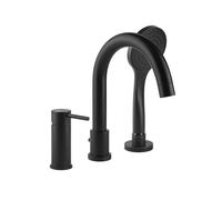 Gessi Emporio Via Tortona Mélangeur bain douche 3 trous avec inverseur intégré dans le bec, flexible de douche 1,50 m, jet anticalcaire, 031, 18637299, Couleur: Noir XL