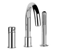 Gessi Goccia Mélangeur bain-douche trois trous, inverseur intégré dans le bec, flexible de douche en métal sans ressort de rappel, douchette anticalcaire, 33637125, Couleur: Cuivre brossé GHRC