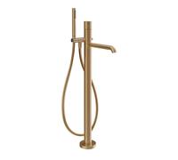Gessi Habito Set de finition Mitigeur bain/douche, douchette anticalcaire, flexible 1,50m, inverseur 2 voies à tirer, montage au sol, TRAME, 70328726, Couleur: Bronze chaud brossé PVD
