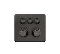Gessi Hi-FI Set de finition thermostat avec commande par touches on/off, 3 voies, pluie et douchette, montage mural, 65234707, Couleur: Métal noir brossé PVD