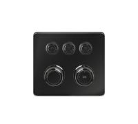 Gessi Hi-FI Set de finition thermostat avec commande par touches on/off, 3 voies, pluie et douchette, montage mural, 65234706, Couleur: Métal noir PVD