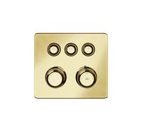Gessi Hi-FI Set de finition thermostat avec commande par touches on/off, 3 voies, pluie et douchette, montage mural, 65234246, Couleur: PVD or