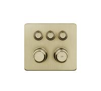 Gessi Hi-FI Set de finition thermostat avec commande par touches on/off, 3 voies, pluie et douchette, montage mural, 65234727, Couleur: Laiton brossé PVD