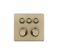 Gessi Hi-FI Set de finition thermostat avec commande par touches on/off, 3 voies, pluie et douchette, montage mural, 65234726, Couleur: Bronze chaud brossé PVD