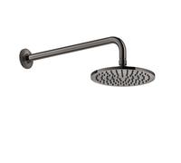 Gessi Inciso douche de tête anticalcaire D200 mm, avec joint et support mural 389 mm, 1/2 connexion, 58148706, Couleur: Métal noir PVD
