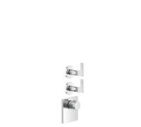 Gessi Inciso- Ensemble pré-assemblé pour thermostat encastré 3/4 haute performance, rosaces simples, montage vertical, 2 voies séparées, 58214031, Couleur: chrome