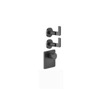 Gessi Inciso- Ensemble pré-assemblé pour thermostat encastré 3/4 haute performance, rosaces simples, montage vertical, 2 voies séparées, 58214299, Couleur: Noir XL