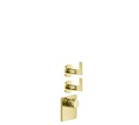 Gessi Inciso- Ensemble pré-assemblé pour thermostat encastré 3/4 haute performance, rosaces simples, montage vertical, 2 voies séparées, 58214246, Couleur: PVD or