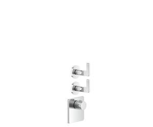 Gessi Inciso- Ensemble pré-assemblé pour thermostat encastré 3/4 haute performance, rosaces simples, montage vertical, 2 voies séparées, 58214031, Couleur: chrome