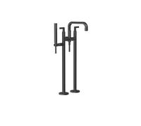 Gessi Inciso- ensemble prêt à poser pour mitigeur de baignoire à 2 leviers, deux tuyaux sur pied, bec de baignoire fixe, inverseur automatique, 58029299, Couleur: Noir XL