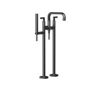 Gessi Inciso- ensemble prêt à poser pour mitigeur de baignoire à 2 leviers, deux tuyaux sur pied, bec de baignoire fixe, inverseur automatique, 58029713, Couleur: Laiton antique