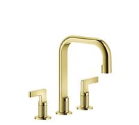 Gessi Inciso- Mélangeur lavabo 3 trous avec bec H=139 mm x 160 mm projection, avec vidage, 58013246, Couleur: PVD or
