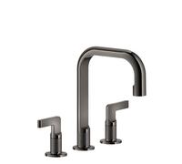 Gessi Inciso- Mélangeur lavabo 3 trous avec bec H=139 mm x 160 mm projection, avec vidage, 58013706, Couleur: Métal noir PVD