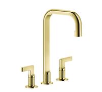 Gessi Inciso- Mélangeur lavabo 3 trous avec bec H=212 mm x 160 mm projection, avec vidage, 58015246, Couleur: PVD or