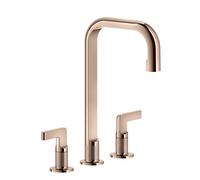 Gessi Inciso- Mélangeur lavabo 3 trous avec bec H=212 mm x 160 mm projection, sans garniture découlement, 58016030, Couleur: PVD de cuivre