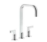 Gessi Inciso- Mélangeur lavabo 3 trous avec bec H=212 mm x 160 mm projection, sans garniture découlement, 58016031, Couleur: chrome