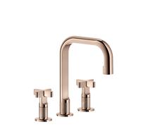 Gessi Inciso+ Mélangeur lavabo 3 trous, bec H=139 mm x 160 mm projection, avec vidage, 58113030, Couleur: PVD de cuivre