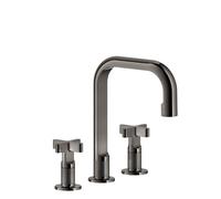 Gessi Inciso+ Mélangeur lavabo 3 trous, bec H=139 mm x 160 mm projection, avec vidage, 58113706, Couleur: Métal noir PVD