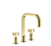 Gessi Inciso+ Mélangeur lavabo 3 trous, bec H=139 mm x 160 mm saillie, sans garniture mécanique, 58114246, Couleur: PVD or