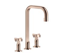 Gessi Inciso+ Mélangeur lavabo 3 trous, bec H=212 mm x saillie 162 mm, sans garniture mécanique, 58116030, Couleur: PVD de cuivre