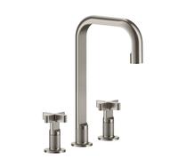 Gessi Inciso+ Mélangeur lavabo 3 trous, bec H=212 mm x saillie 162 mm, sans garniture mécanique, 58116149, Couleur: Optique Finox